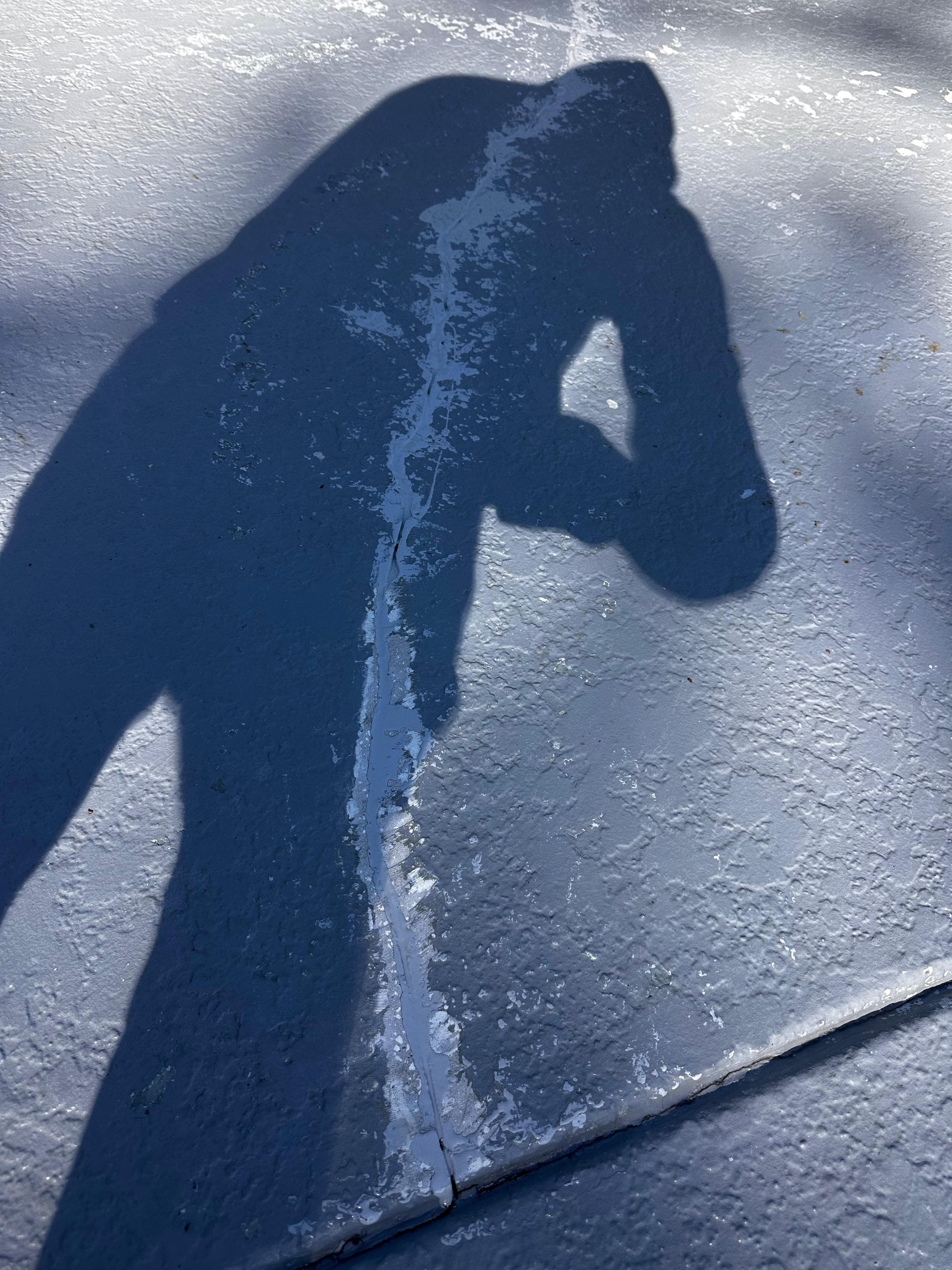 Close-up of concrete crack repair work in progress