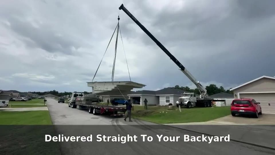 Real installation footage of a fiberglass pool being built