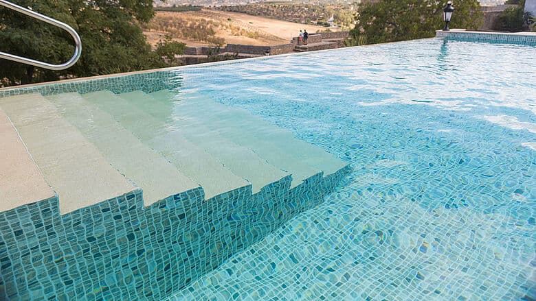 Newly renovated pool with a smooth reinforced PVC membrane interior