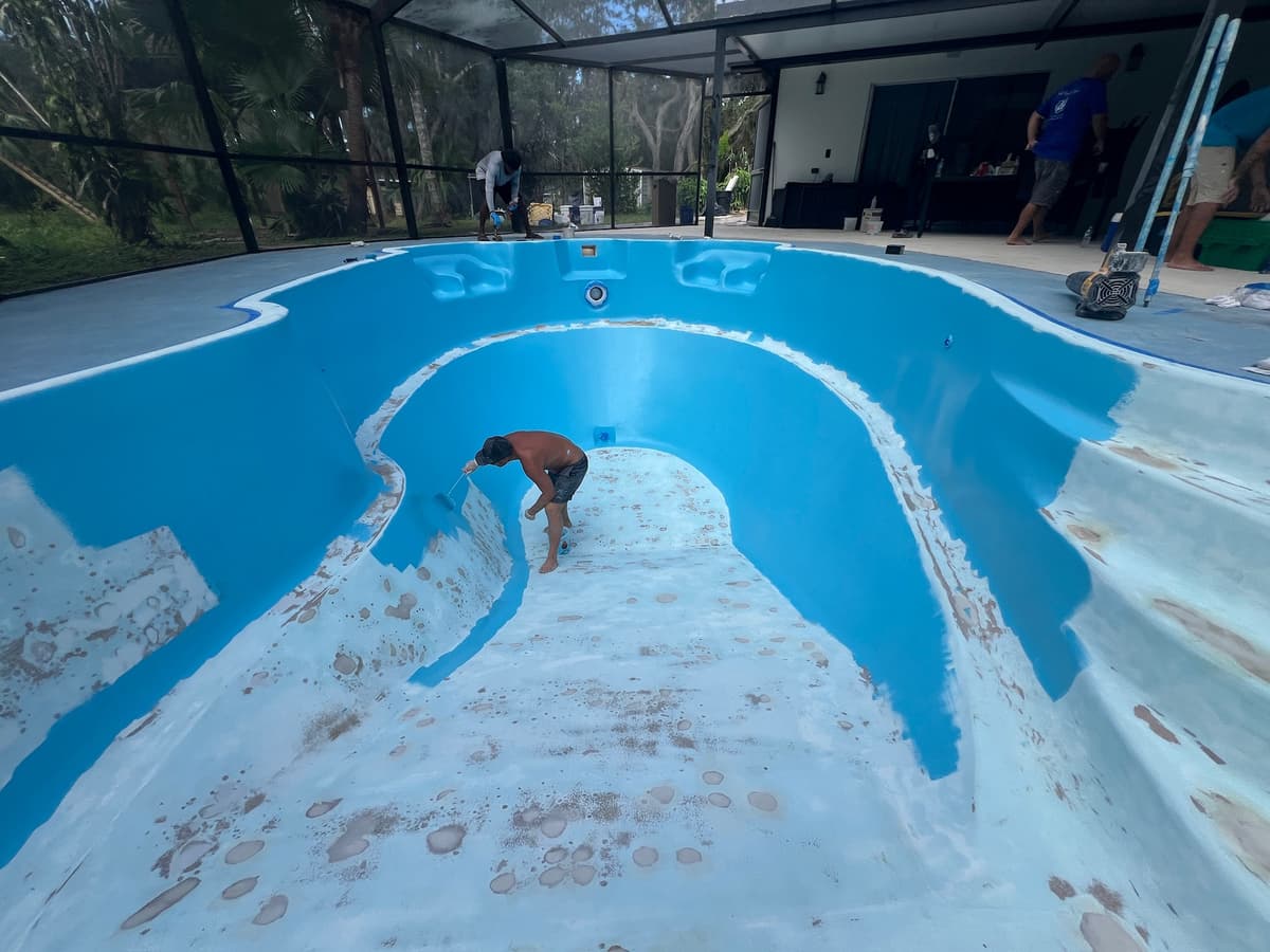 Epoxy pool coating close-up finish