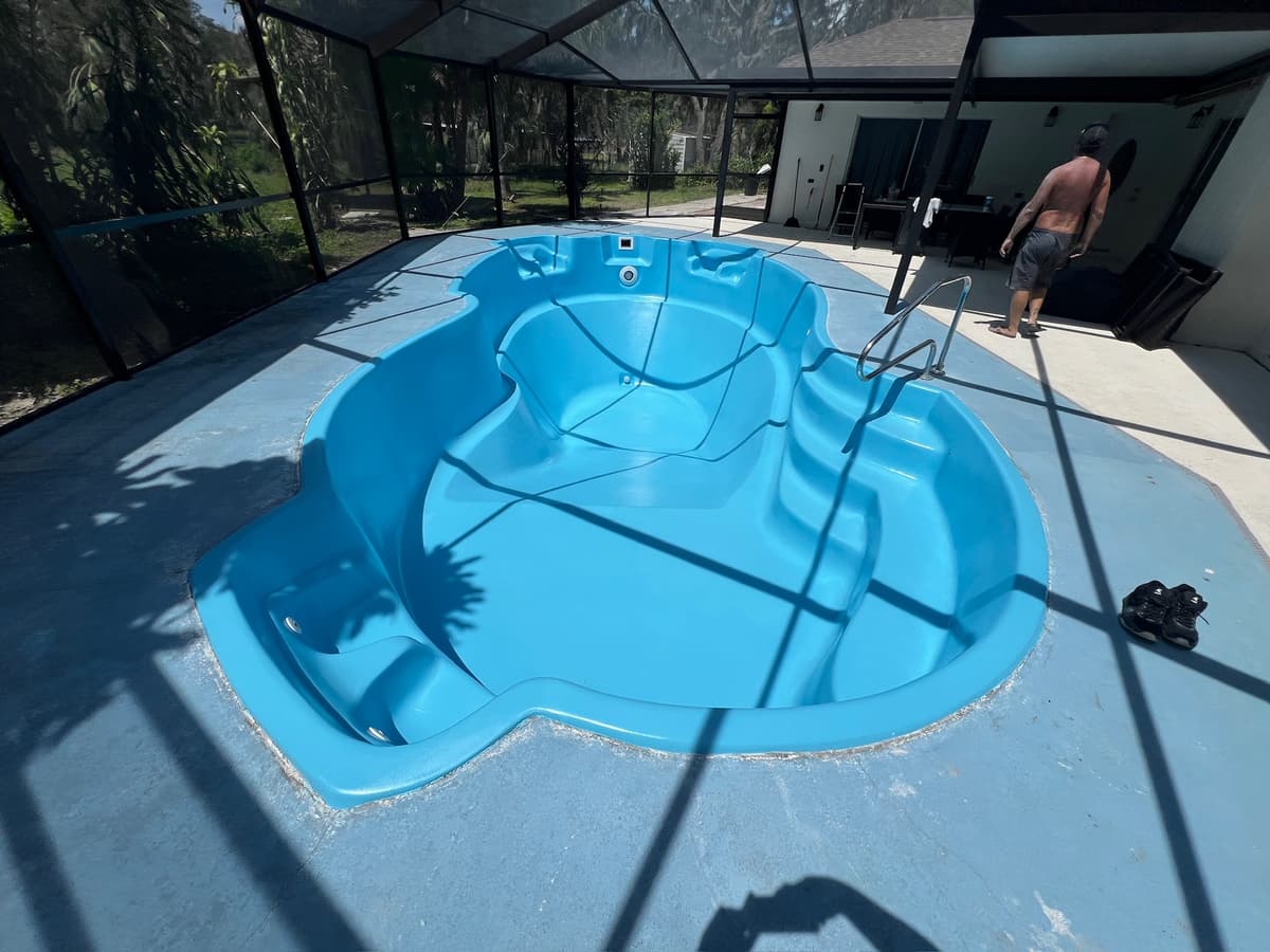 Epoxy pool coating finished result - light blue surface