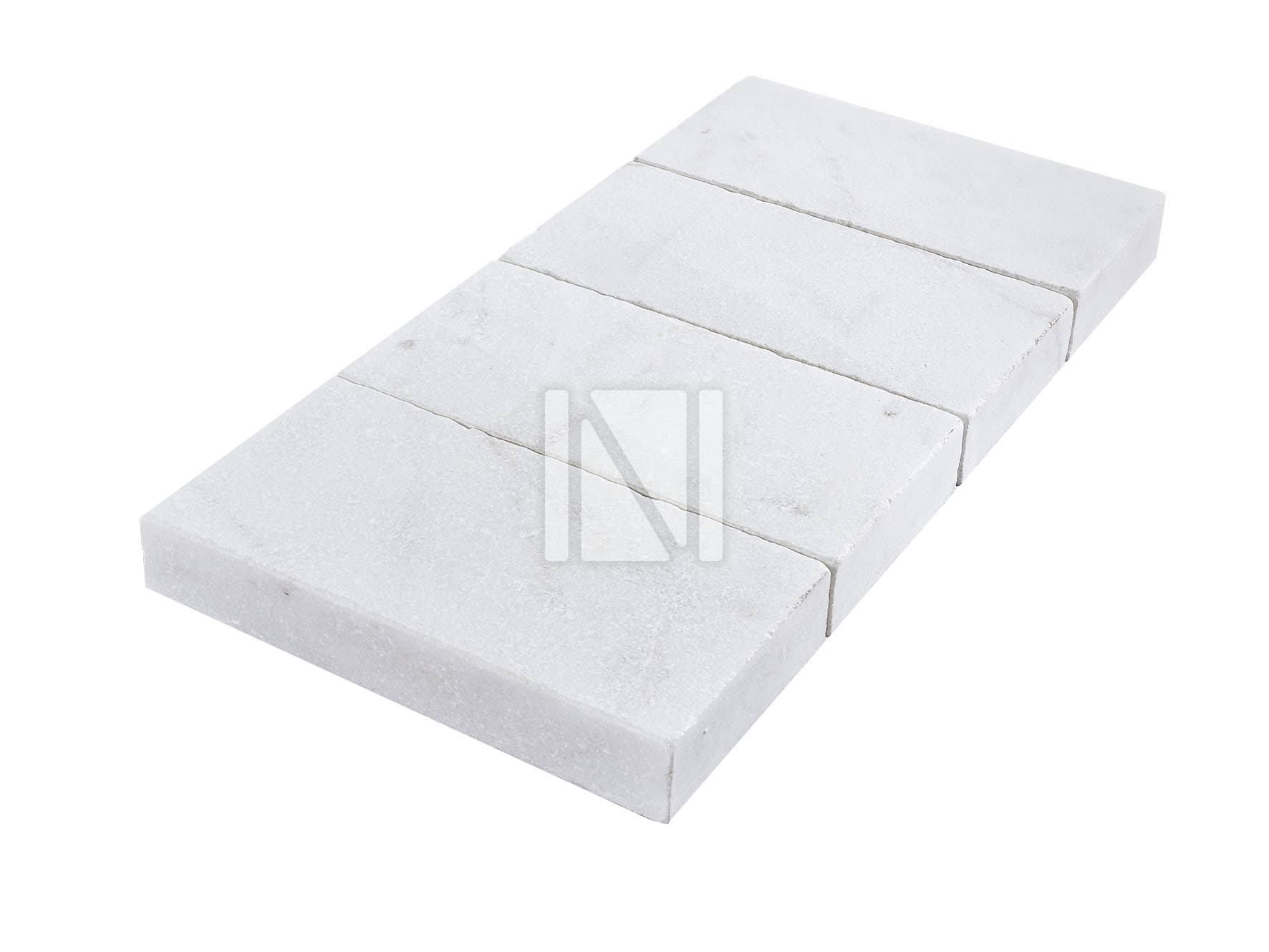 Carrara Tumbled 2″ stone paver pool deck
