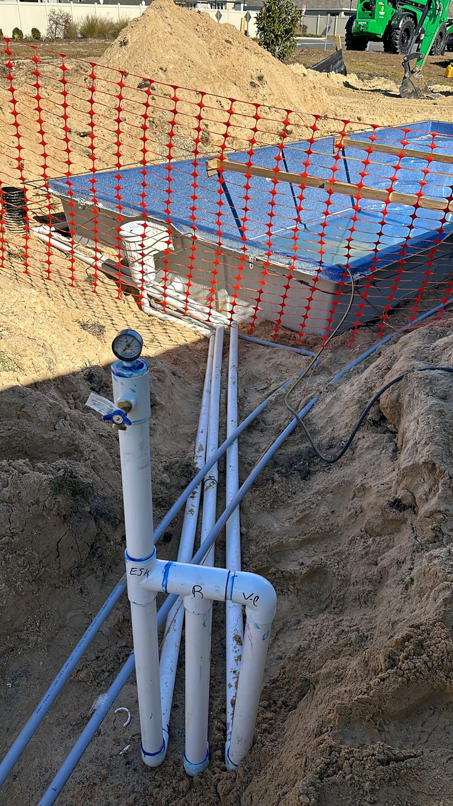 Plumbing & Electrical - Professional fiberglass pool installation Day 3-4 process in Florida by certified Latham pool installers using crane equipment